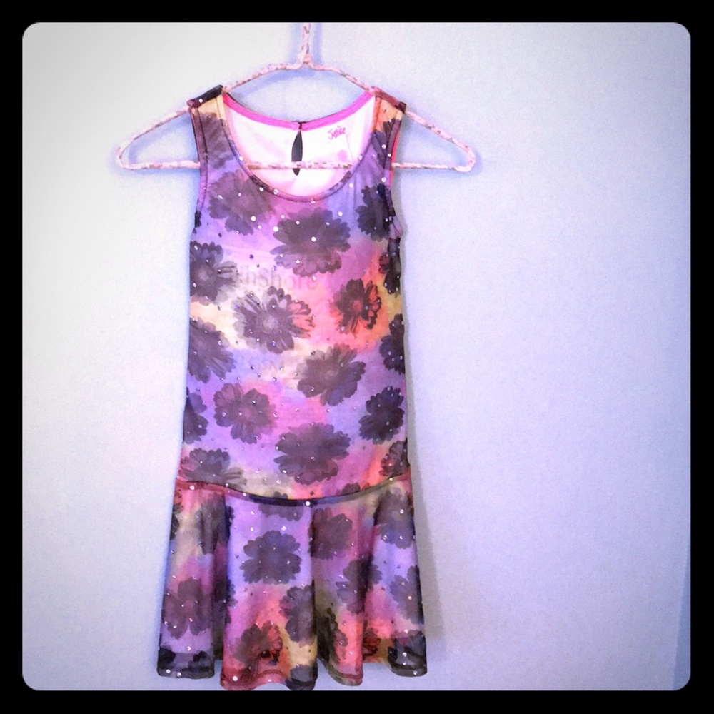 Girls sz 10 dress with daisies & silver sequins